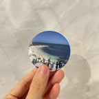 Personalised round photo magnet travel Western Australia beach